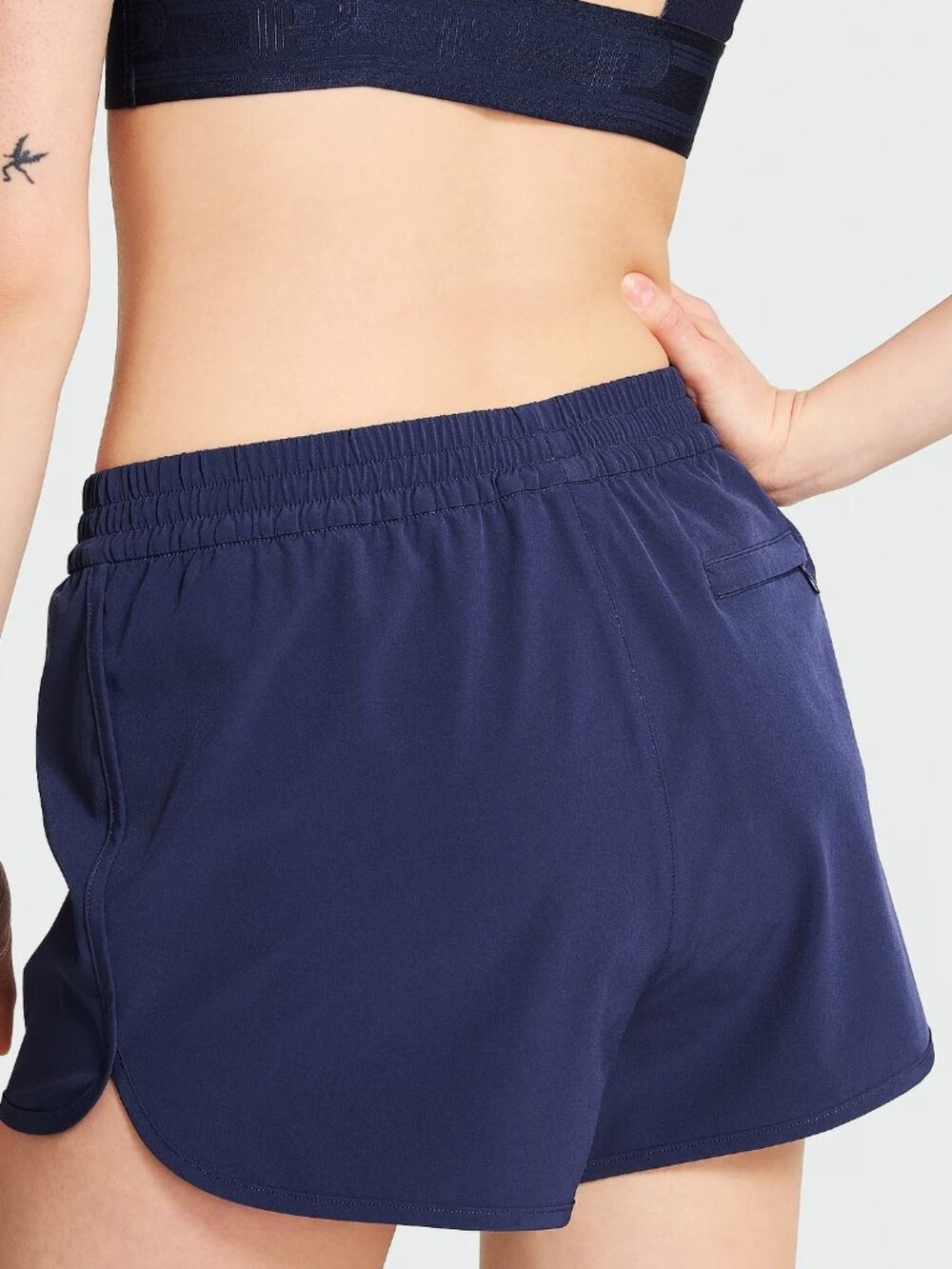 PINK Victoria Secret Stretch Running Shorts XL Extra-Large Navy $40 - Picture 3 of 7